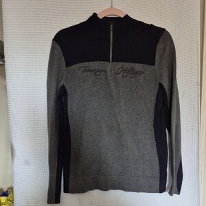 Tommy Hilfiger Charcoal and Black Half-Zip Sweater